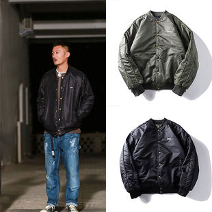 余文乐新款 刺绣宽松飞行服外套 MDNS棉衣夹克双面穿棒球服秋冬男士