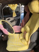 通用车垫 四季 全棉格子女神车坐垫 优质水洗棉透气分体汽车座垫套