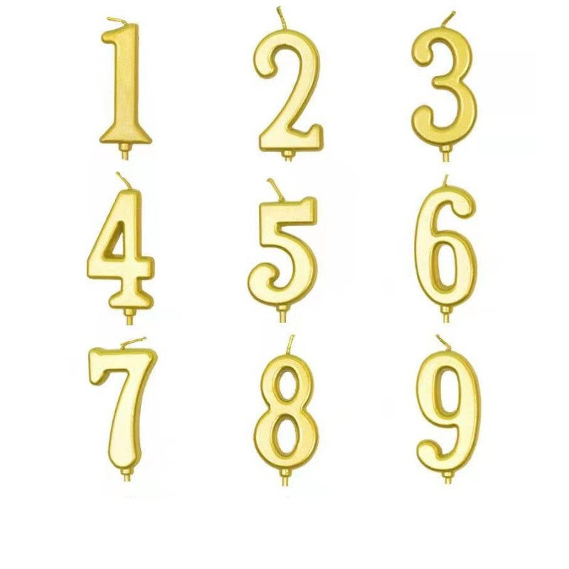 金色数字蜡烛生日蛋糕装饰周岁小蜡烛0~9派对儿童甜品台装扮包邮