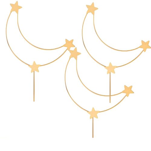 金色铁艺星星月亮蛋糕装饰插件