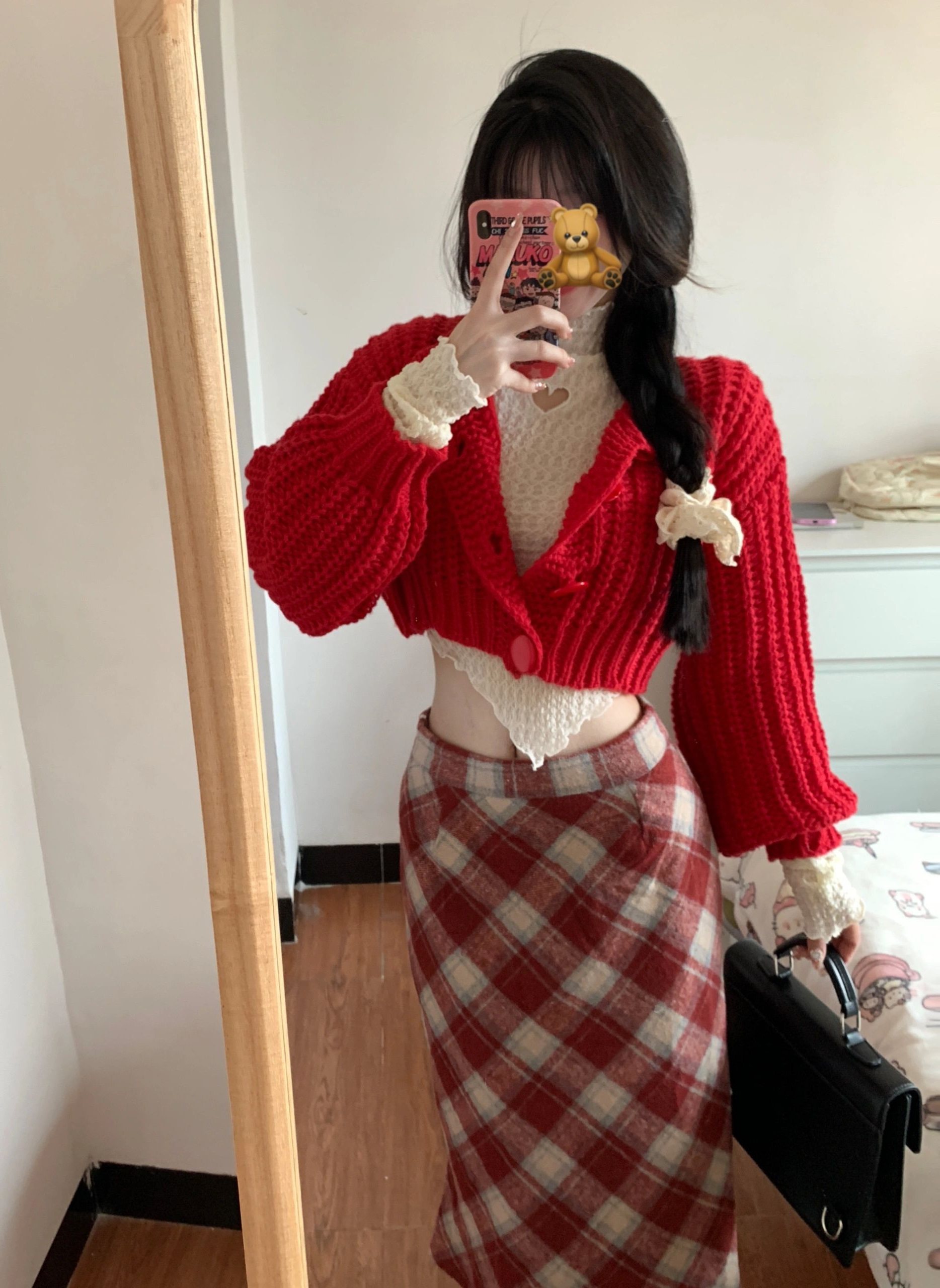 气质毛衣针织开衫+蕾丝上衣套装