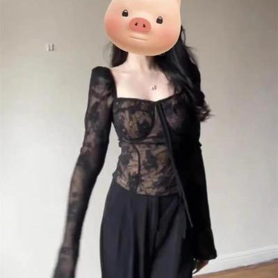 拼接性感系带气质长袖辣妹衬衫