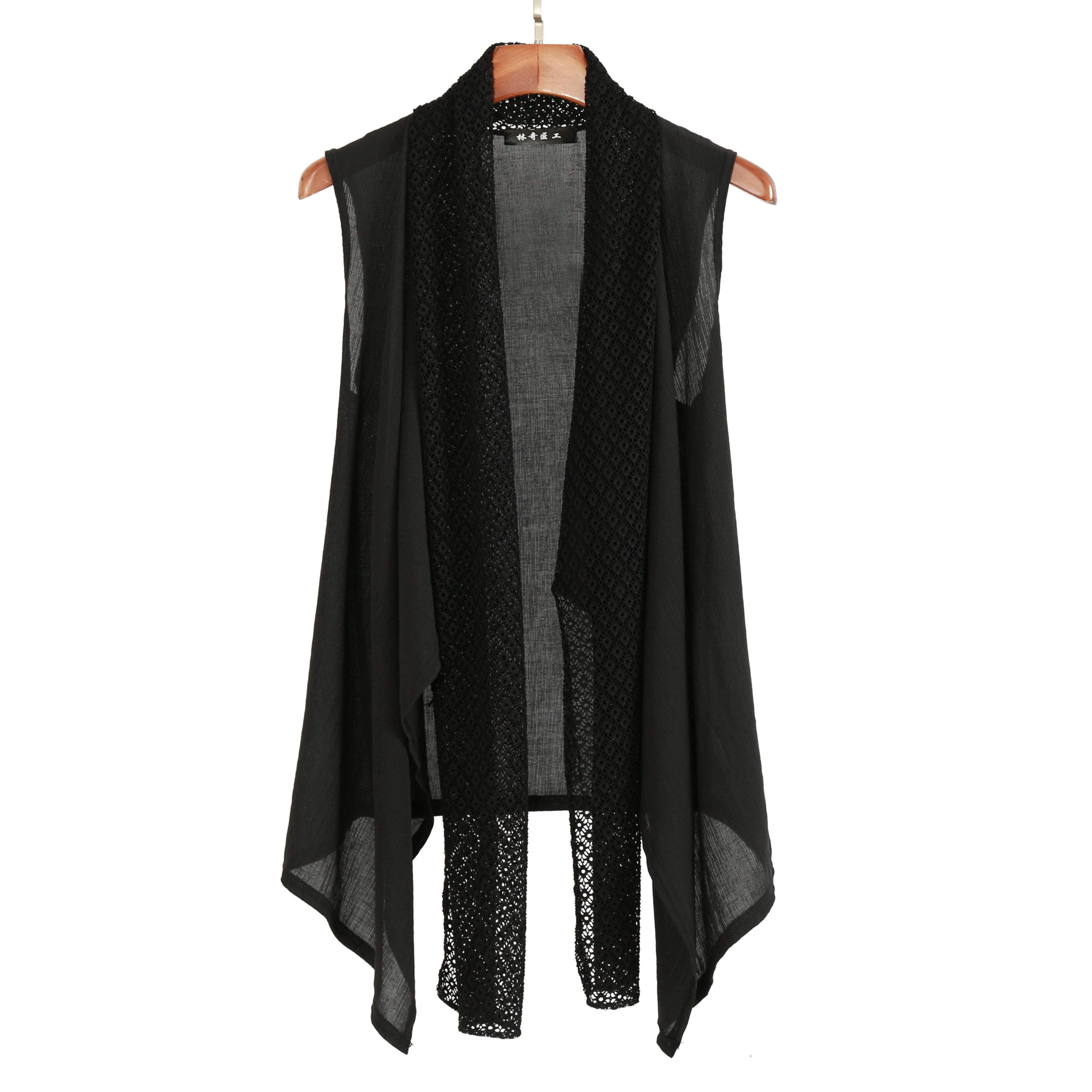 夏装男士无袖开衫马甲披风修身薄外套休闲潮流暗黑系男装镂空马夹