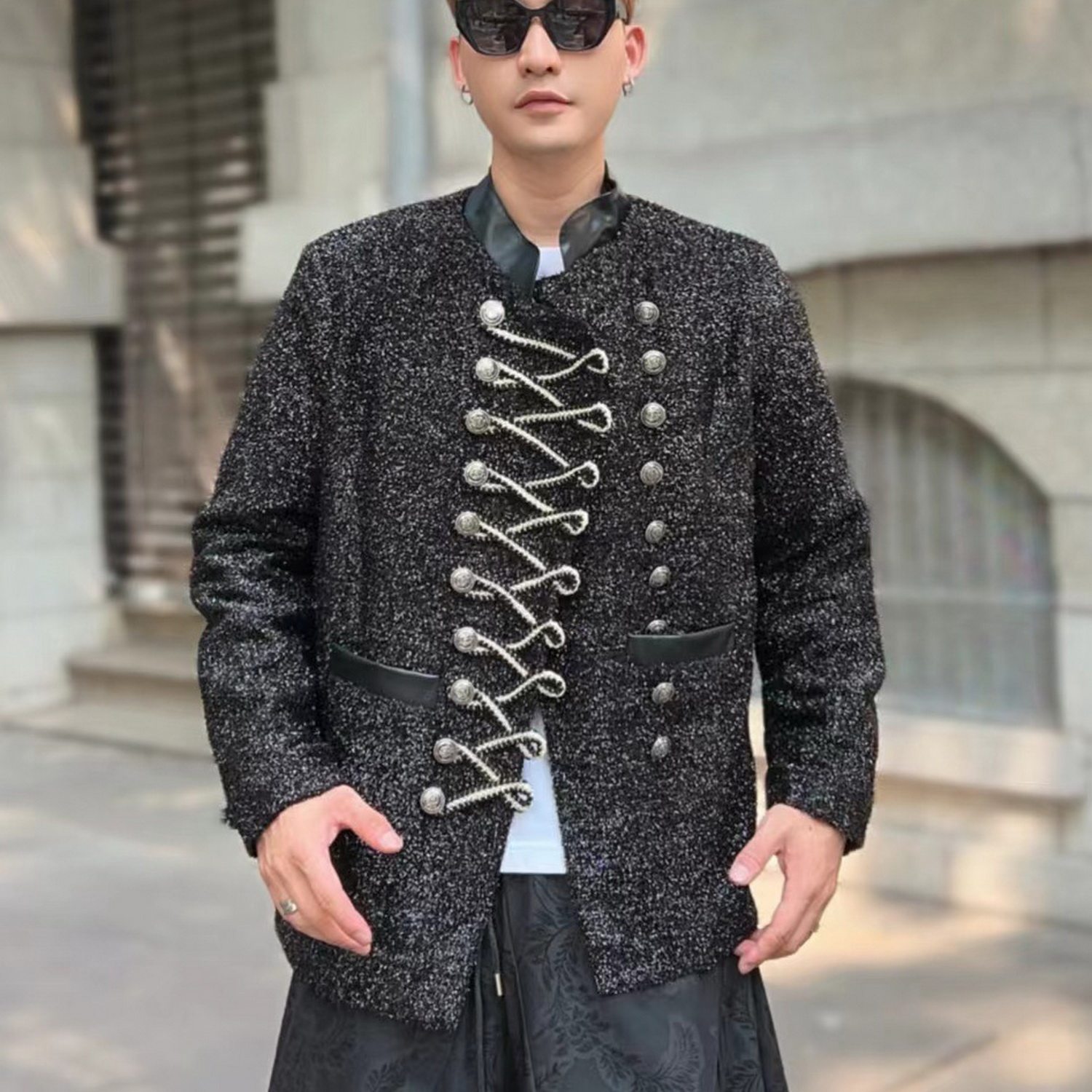 秋冬暗黑修身显瘦长袖西服潮牌小众设计感百搭休闲西装外套外套男