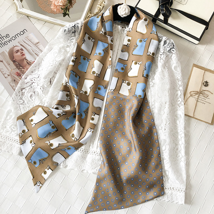 丝巾小长条职业桑蚕丝小领巾绑包包手柄包带发带真丝斜纹丝巾飘带