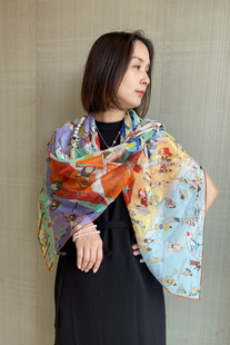 海滩游泳场真丝丝巾女夏季薄款防晒遮阳度假桑蚕丝披肩百搭大方巾