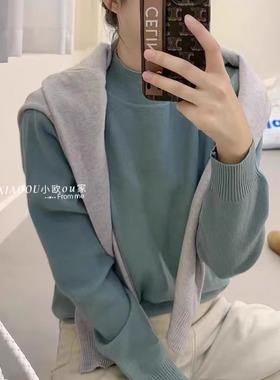 韩系ins风立领针织衫女2025秋季新款修身显瘦设计感百搭打底上衣