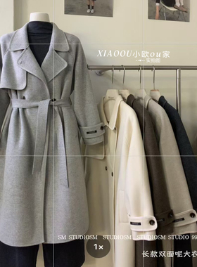 气质复古双面呢大衣2025秋冬上新翻领腰带收腰百搭显瘦保暖外套女