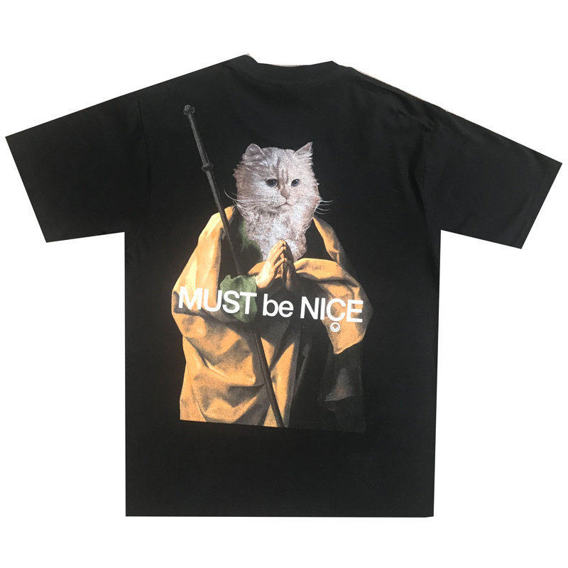 美国潮牌RIPNDIP贱猫中指猫纯棉短袖T恤男女情侣款NERMUS祈祷僧侣