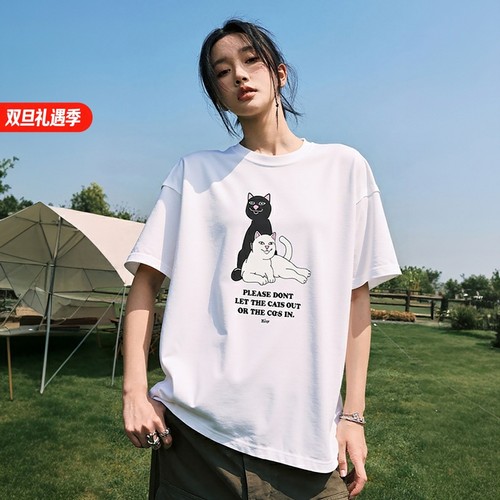 美国RIPNDIP中指猫卡通情侣短袖