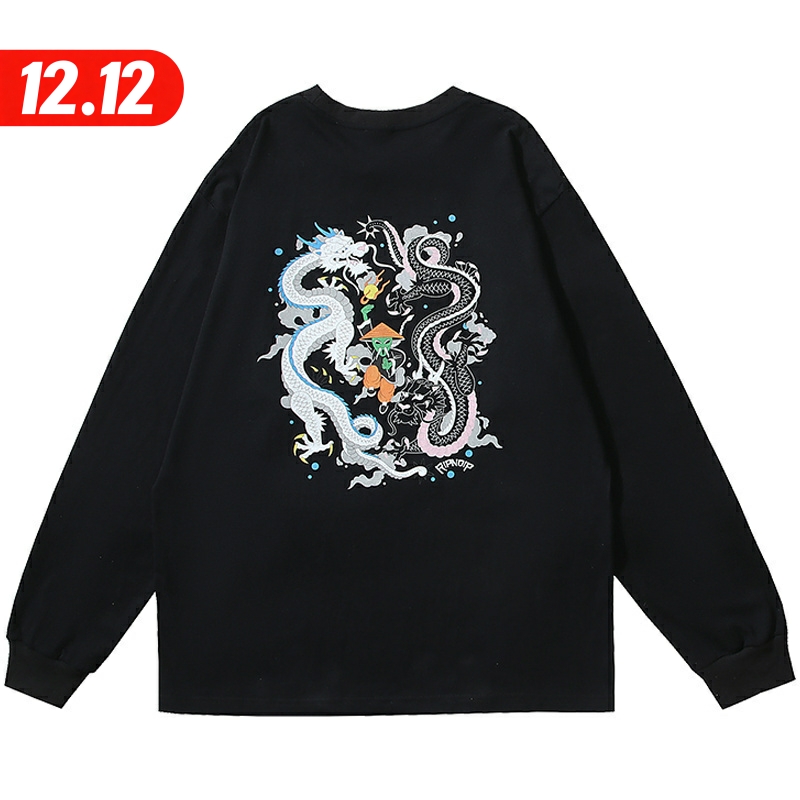 美国潮牌RIPNDIP 贱猫口袋猫 长袖T恤 男女情侣款LOONG中国龙卡通