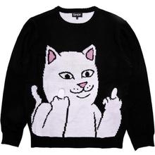 美国潮牌RIPNDIP 贱猫中指猫毛衣针织衫 男女情侣款 会竖中指的猫