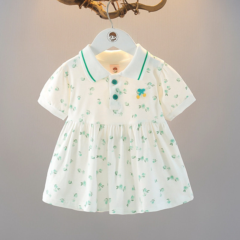 5夏装4女童2短袖薄棉连衣裙儿童装小女孩碎花裙子3岁宝宝POLO裙子