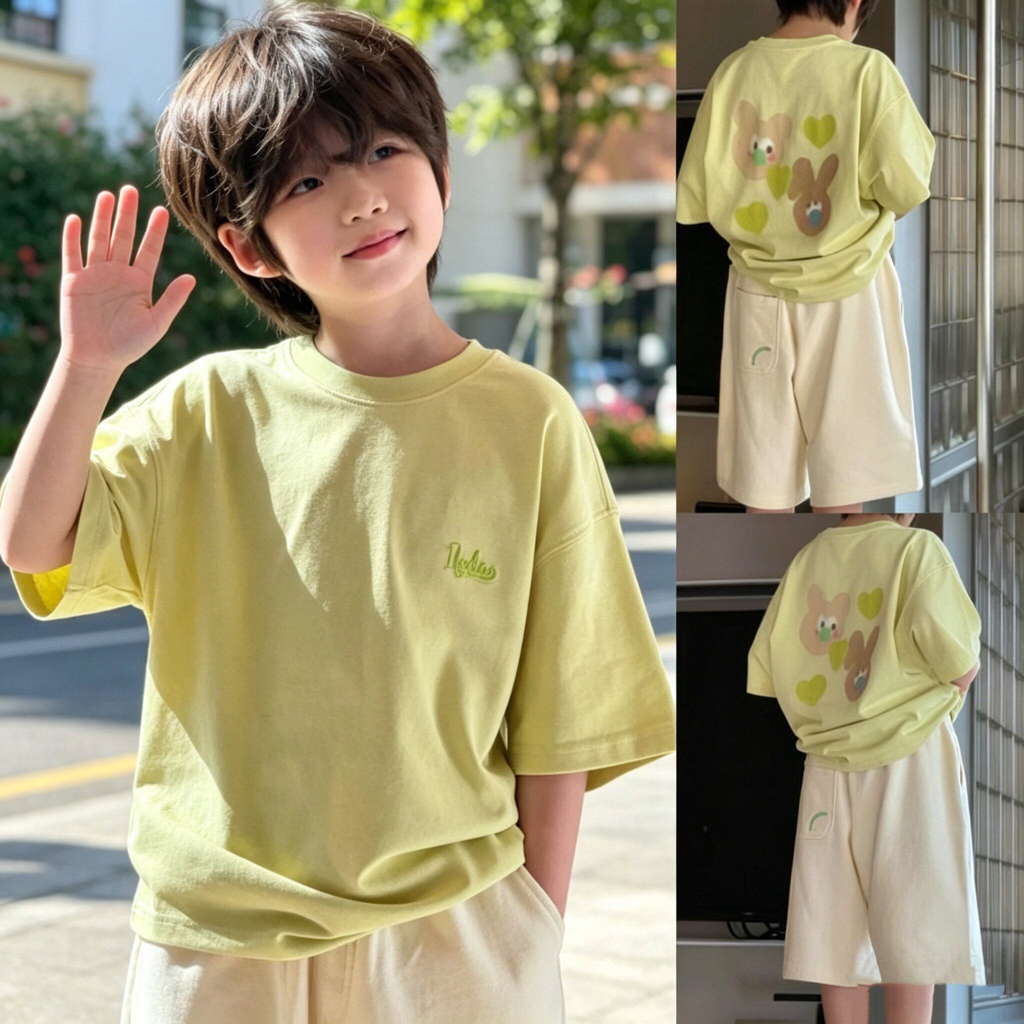 5夏装4男童6纯棉小熊印花短袖T恤7中大童8小男孩3岁运动上衣2宝宝