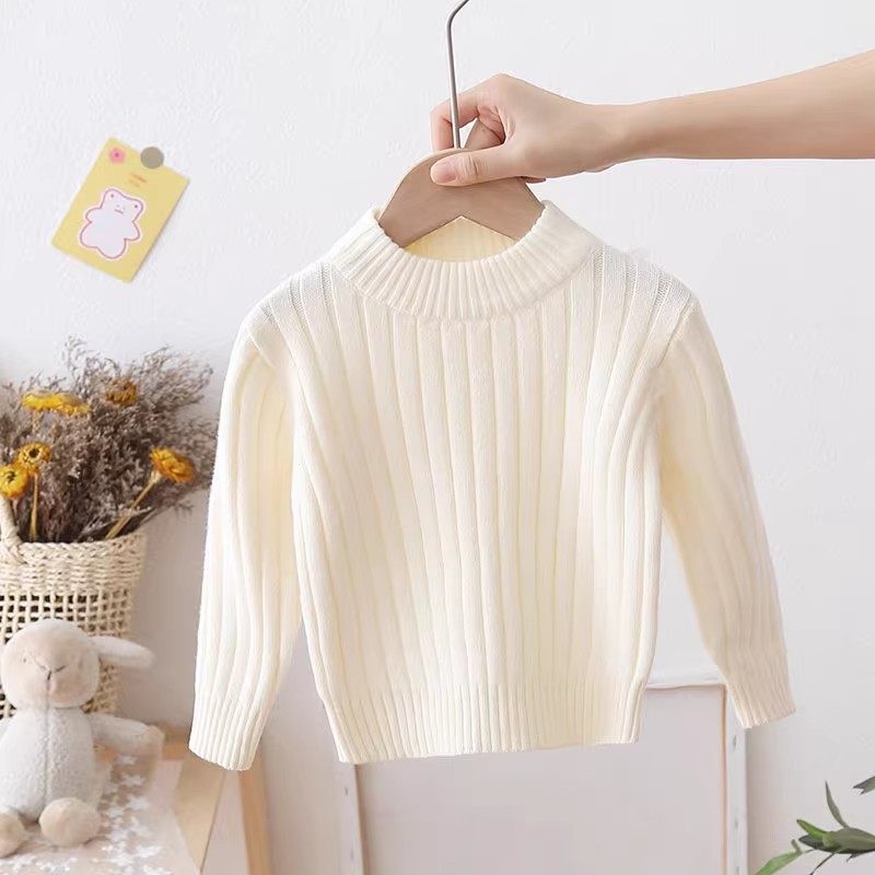 5冬装4女童加绒加厚纯色打底衫毛衣儿童装男童上衣3岁打底衫2宝宝