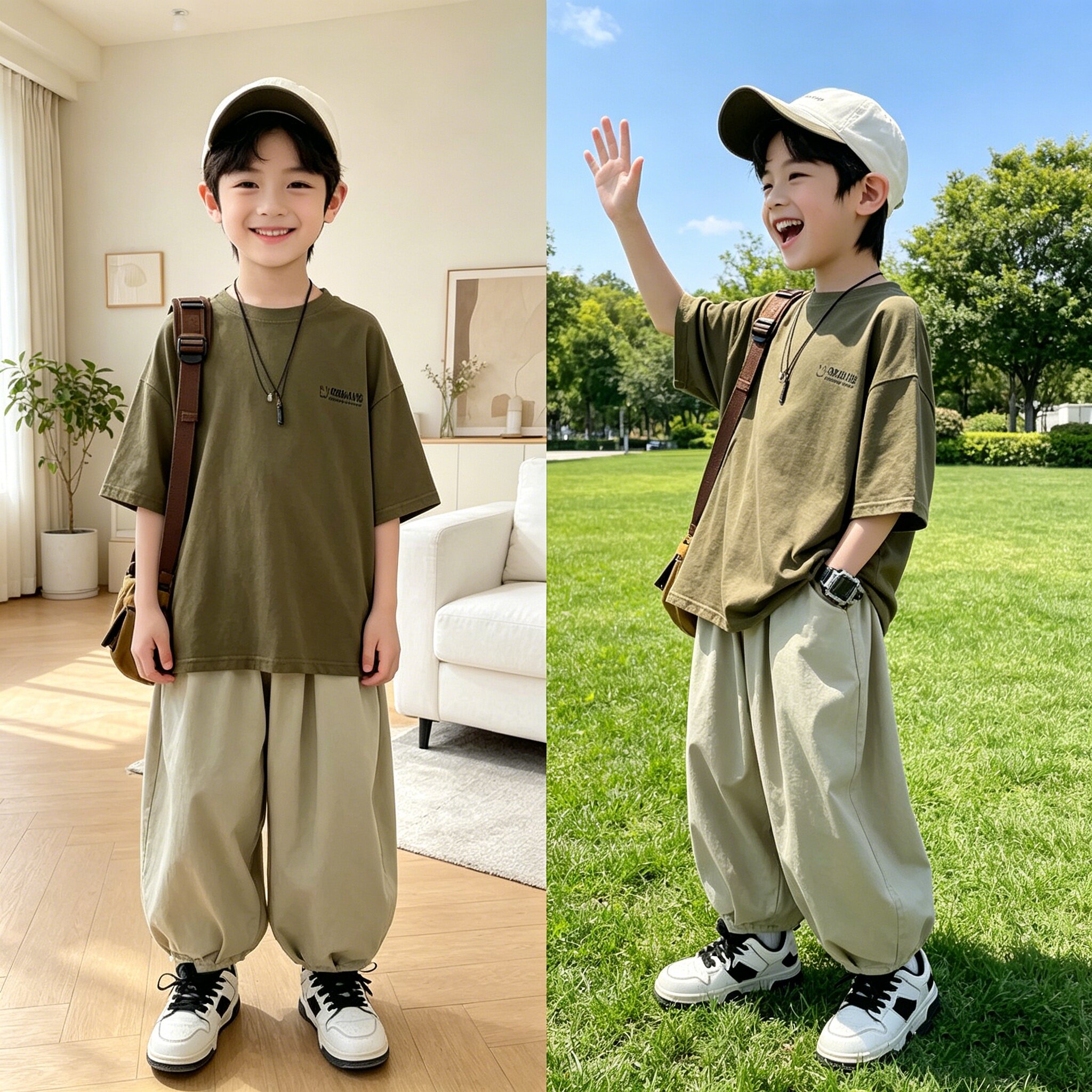 5夏装4女童6纯棉短袖T恤灯笼裤两件套7中大童8男童9岁运动服宝宝