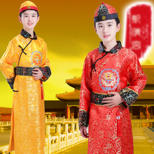 清朝古装男童宫廷满族贝勒少爷太子演出服舞台装满族儿童服装长袖
