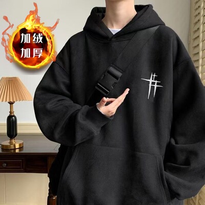 卫衣新款秋冬重磅显瘦加厚潮牌ins美式刺绣情侣复古宽松连帽外套