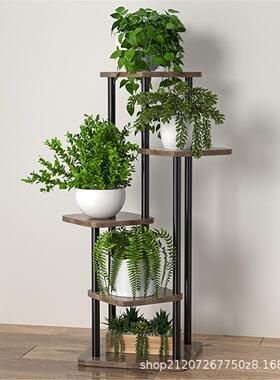 铁艺花架子室内客厅落地式多层花盆架绿植阳台花架置物架矮款带轮