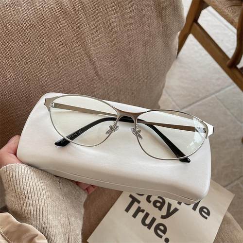 平光镜大框猫眼近视眼镜女款复古