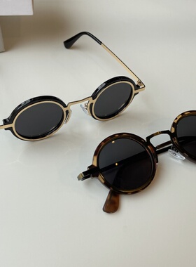 防紫外线圆框复古男女小众墨镜