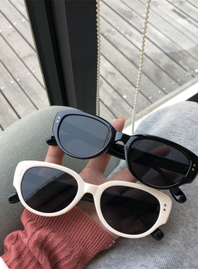 复古y2k猫眼墨镜女高级感欧美小框白色旅游拍照美式嘻哈太阳眼镜