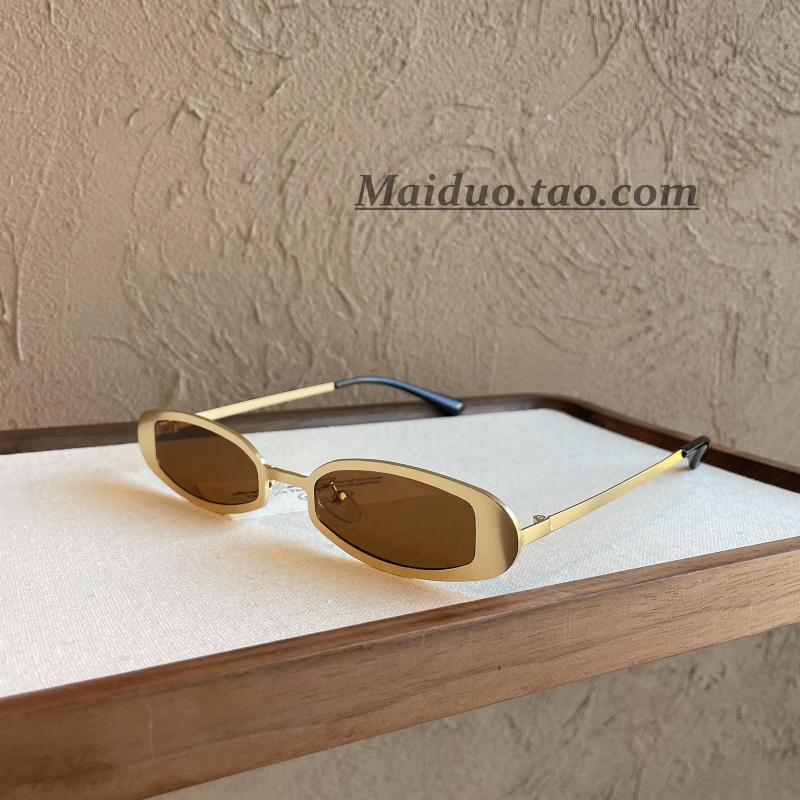 金属复古90年代椭圆时髦小框欧美眼镜千禧韩版太阳镜防紫外线男女