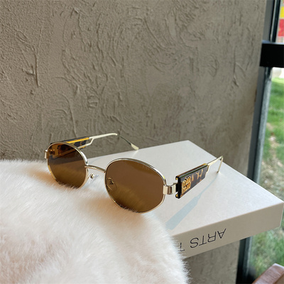 太阳镜墨镜女高级感M家金属椭圆猫眼小框太阳眼镜欧美ins网红同款