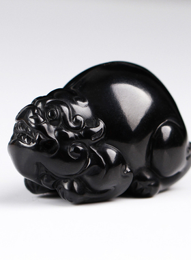 全手工雕刻黑色和田玉貔貅吊坠男墨玉貔貅玉坠女项链招米挂件挂坠