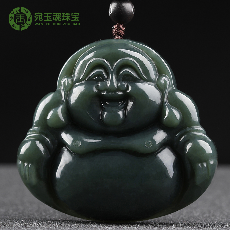新疆和田玉佛公吊坠女青玉项链玉佛大肚佛弥勒佛笑佛大尺寸毛衣链