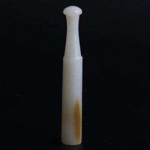 俏色和田玉烟嘴手把件糖白特色玉石烟具小摆件手玩件