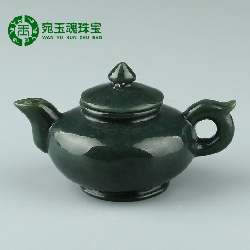 宛玉魂和田玉酒壶把件青玉茶壶手玩件玉石摆件把把胡礼品附证书