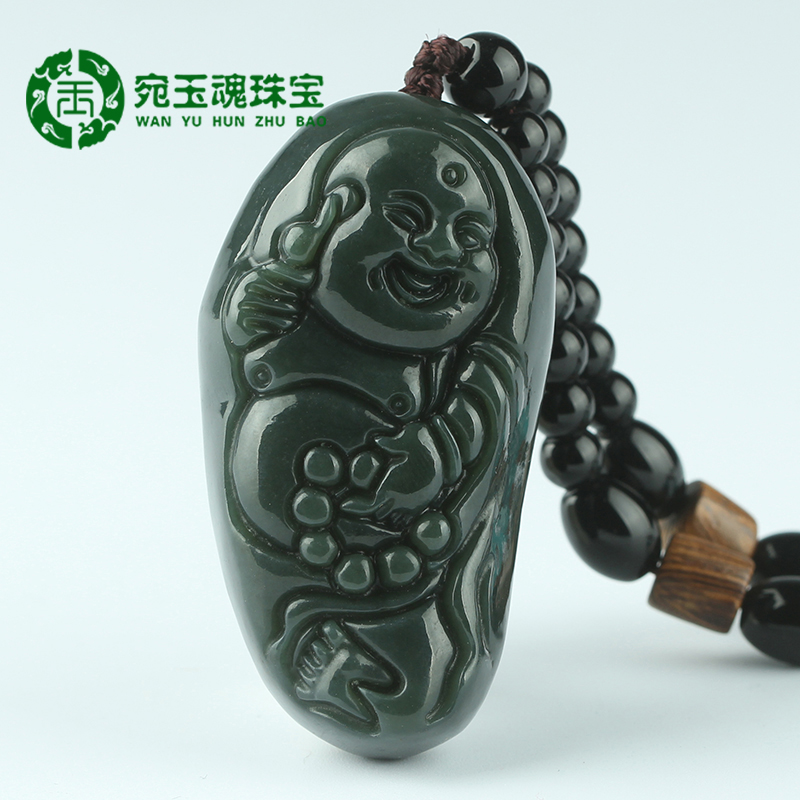 宛玉魂和田玉把件青玉笑佛手把件男士把玩件配证书