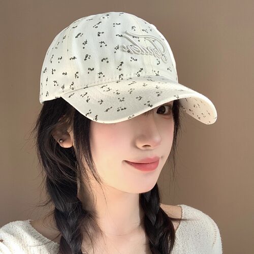 韩系软顶小碎花棒球帽字母显脸小