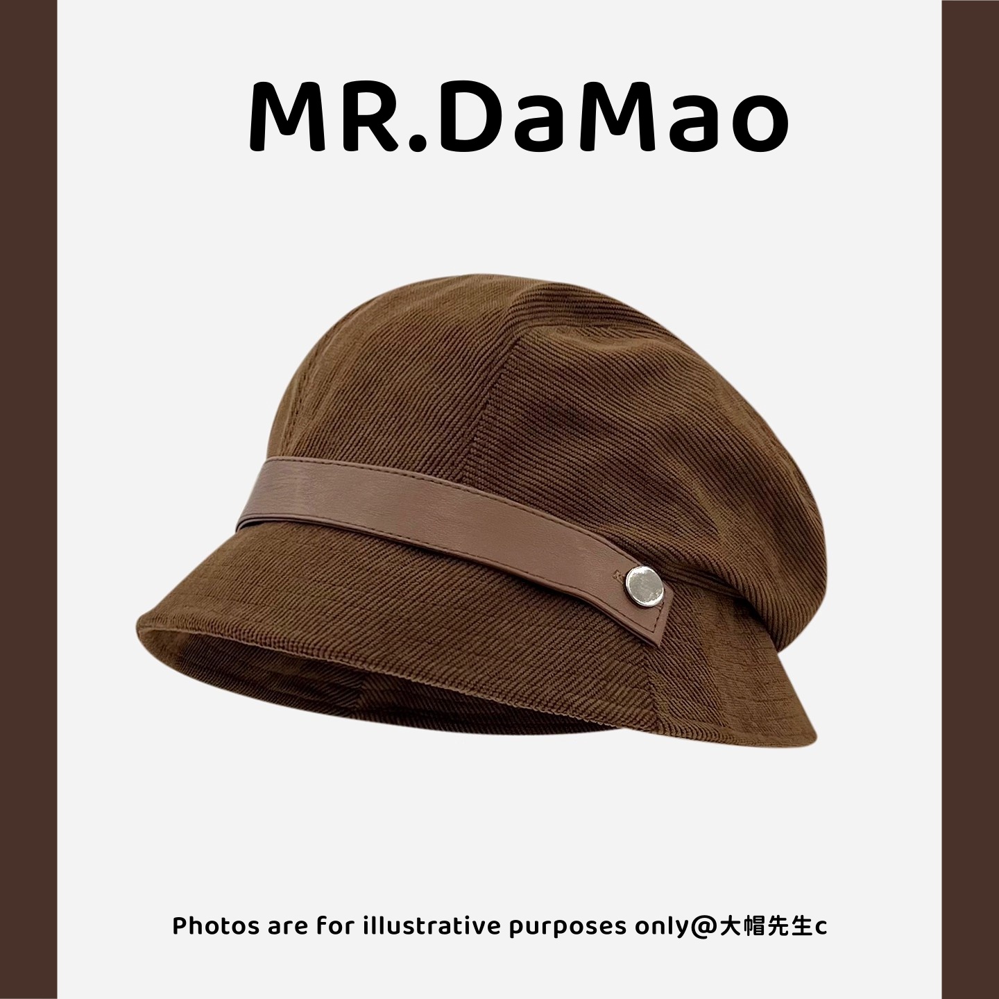 日系美拉德复古灯芯绒渔夫帽女秋冬显脸小骑车可戴卷边礼帽盆帽子