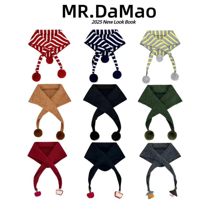 韩版球球条纹三角围巾系列女秋冬保暖可爱百搭披肩围脖潮2025新款