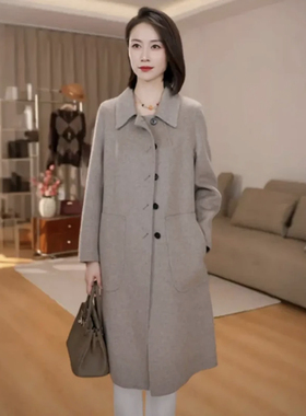 【090-专属】新款单排扣长款加厚双面羊毛纯手工大衣宽松双面呢
