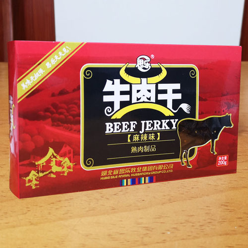 湖北麻辣味牛肉干红盒200克
