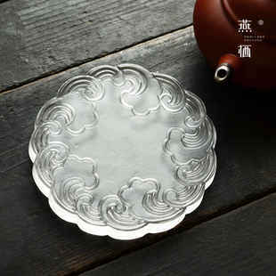 手工雕花琉璃茶托杯垫创意隔热杯托复古防烫防滑茶垫功夫茶杯底托