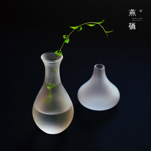 手工中式磨砂玻璃小花瓶茶席
