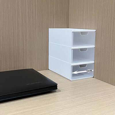 塑料桌面抽屉收纳盒白色组合