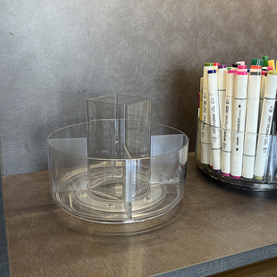 透明大容量旋转笔筒马克笔水彩笔收纳盒学生桌面笔桶