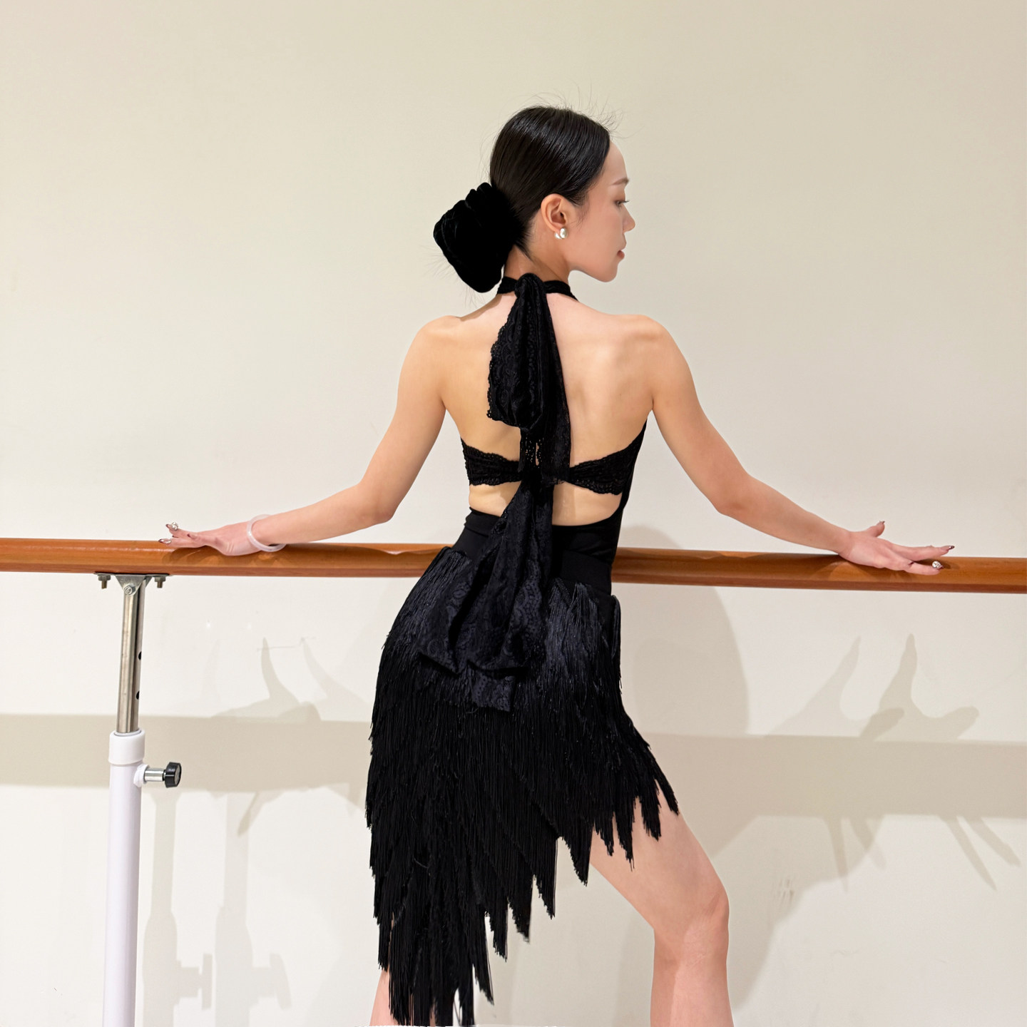 ZS斜肩蕾丝 拉丁舞摩登舞美背上衣露背连体服国标舞蹈服装 Y359