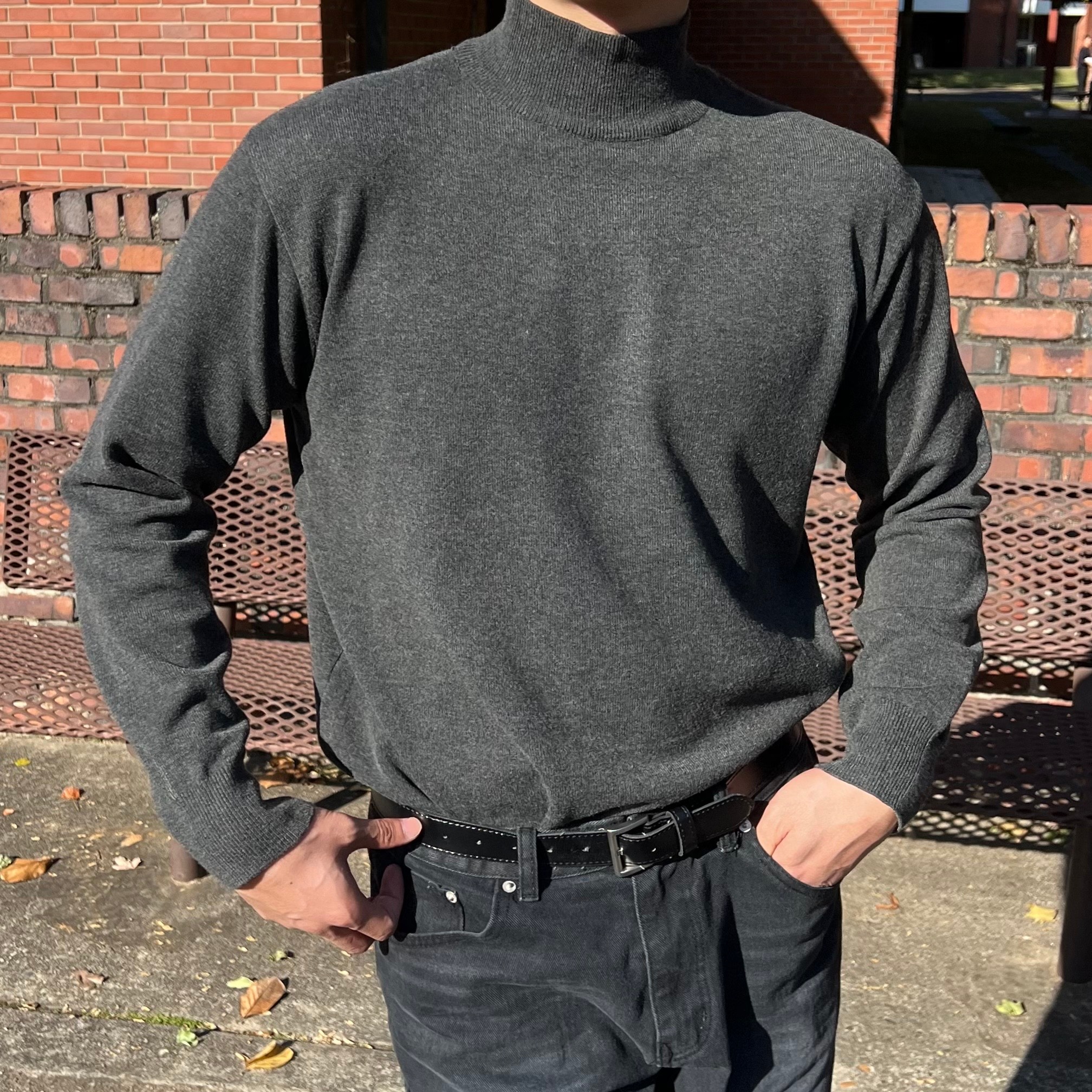 福利秒杀韩国男装代购直播DEEF山羊绒混纺高档半高领针织打底毛衣