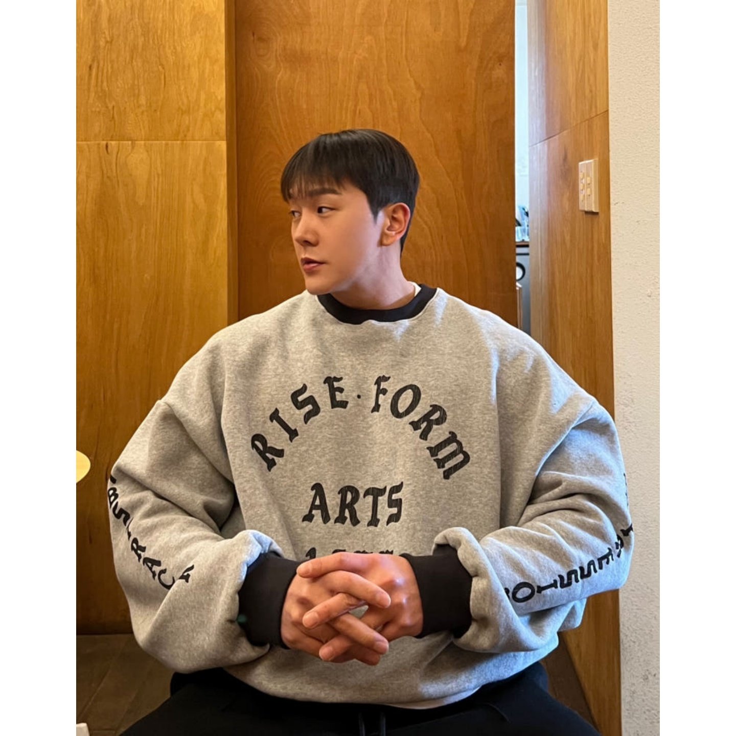 MRDONG韩国代购男装复古拼色字母印花加绒圆领卫衣宽松廓形秋冬款,男装,卫衣,淘宝优惠券,粉丝福利购,淘宝优惠卷