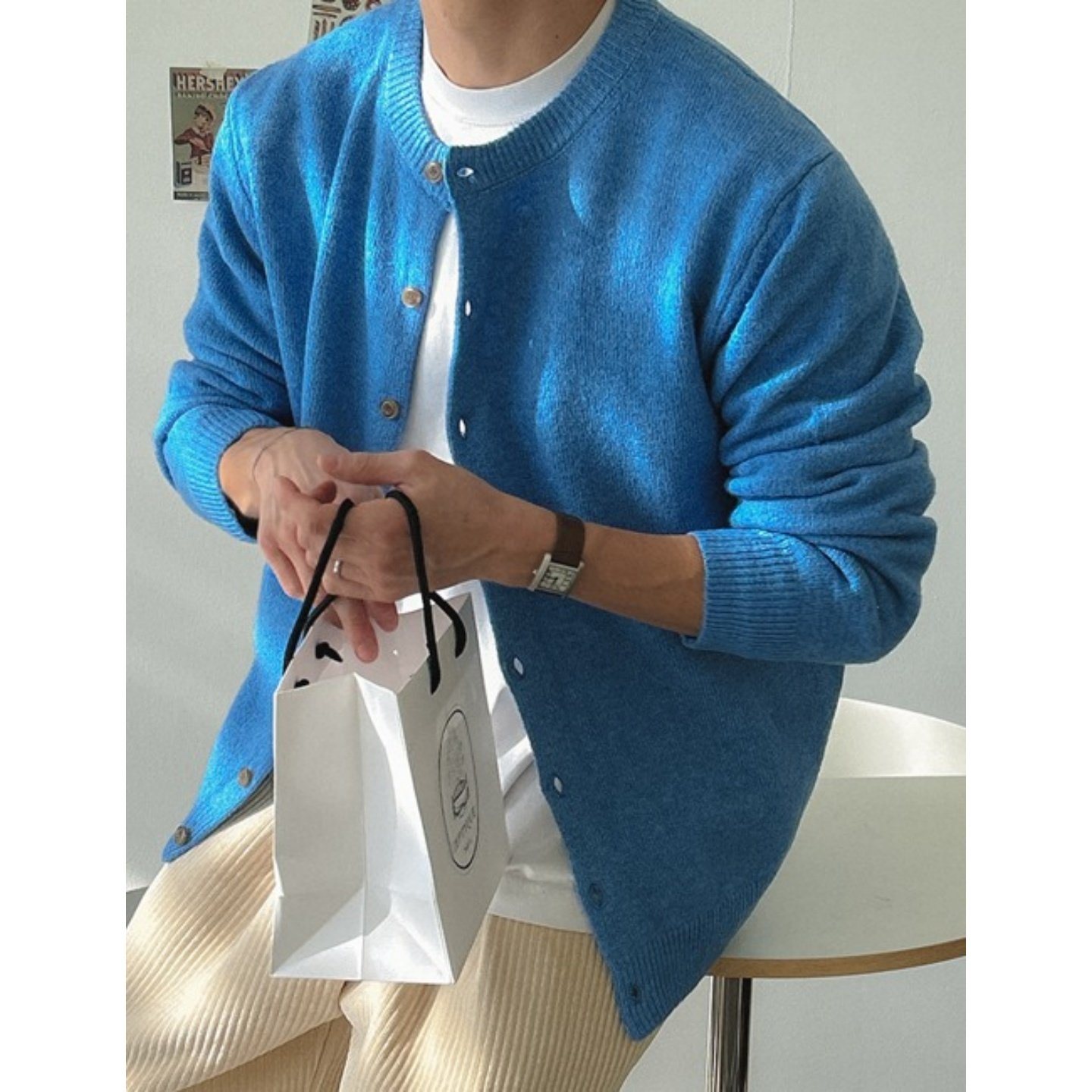 MRDONG韩国代购男装羊毛混纺圆领单排扣柔软开衫秋冬日常百搭显色,男装,针织衫/毛衣,淘宝优惠券,粉丝福利购,淘宝优惠卷