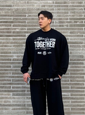 MRDONG韩国代购男装字母印花宽松卫衣潮流街头运动感设计休闲裤