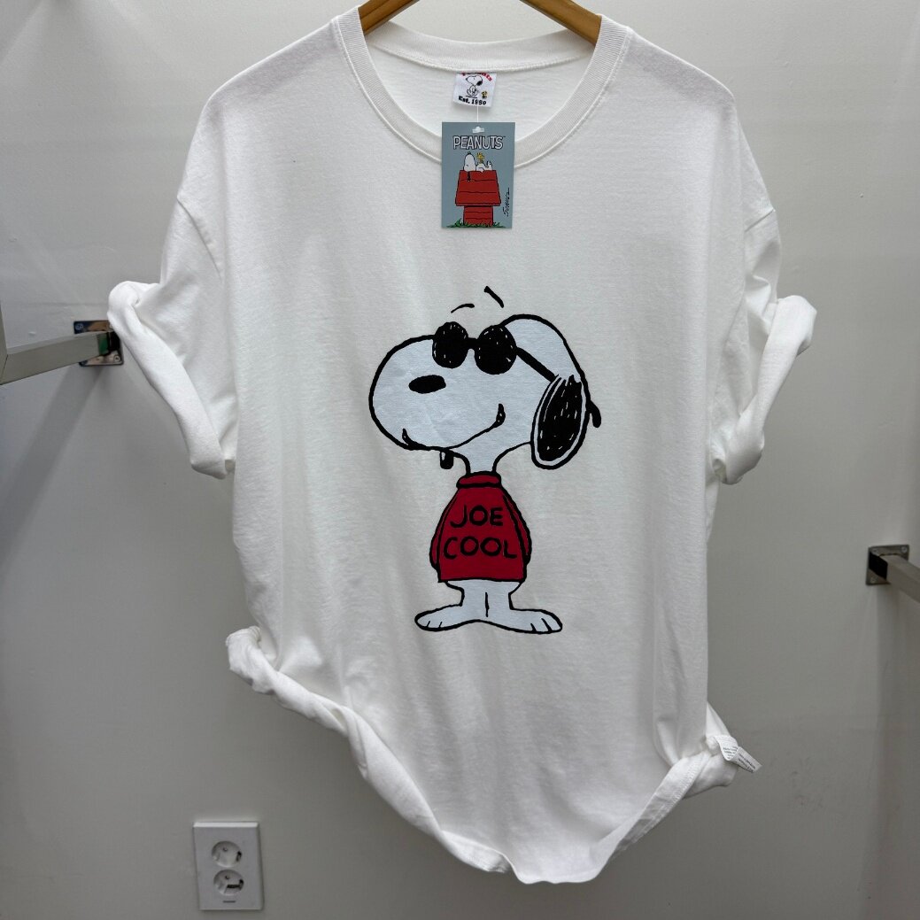 MRDONG韩国代购东大门男装史努比墨镜水洗旧感颜料宽版短袖衫T恤