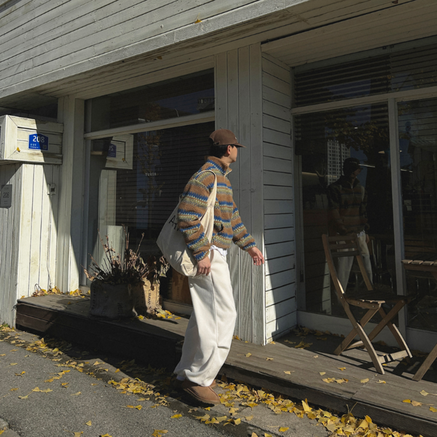 韩国代购印第安条纹针织上衣复古