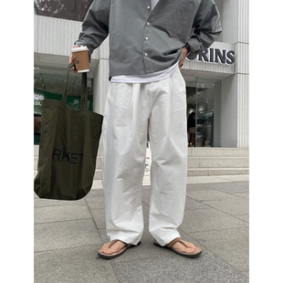 MRDONG韩国代购东大门男装SIGNIGT高奢轻薄尼龙松紧腰休闲长裤
